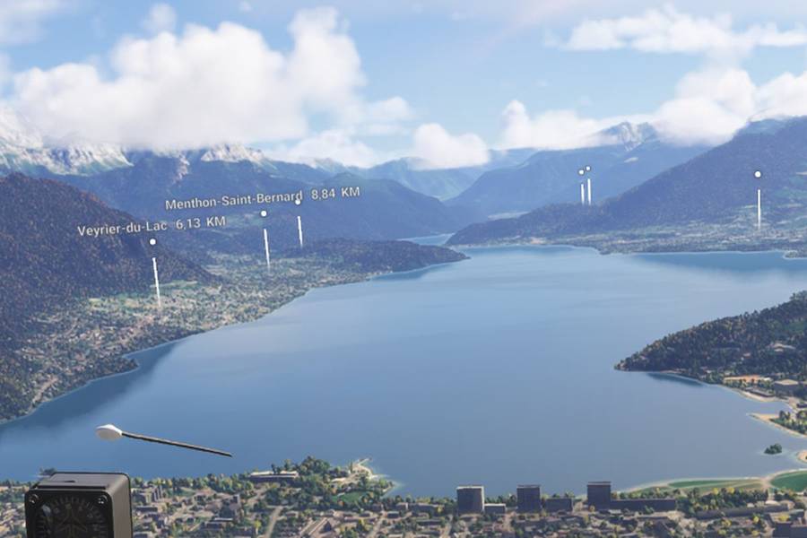 Annecy vu depuis le simulateur d’hélicoptère HélicoSimu